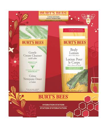 Burt's Bees Hydration Station Gift Set - 3 Body Care Stocking Stuffers with Unscented Lip Balm, Gentle Cream Cleanser, and Aloe Shea Butter Body Lotion | Christmas Gifts - Buy Online on SooperMarket.com