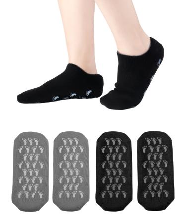 Moisturizing Socks 2 Pairs Dry Cracked Feet Lotion Socks Foot Moisturizing Socks Silicone Socks Foot Care Heel Socks Spa Socks (Black and Grey)