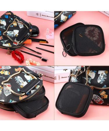 Weewooday 4-Pack Small Mesh Makeup Bags with Zipper - Mini Portable Toiletry Pouch Set for Daily Essentials - Black 4.52x4.52x0.78 Inch - Buy Online on SooperMarket.com