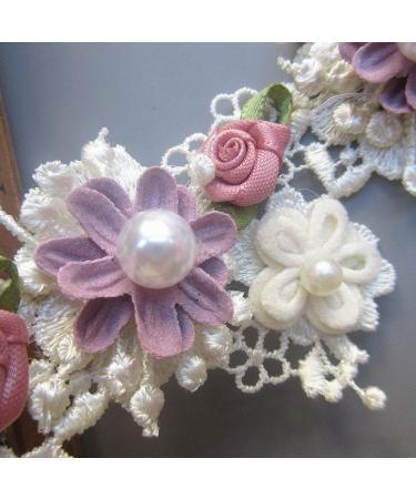 1 Yard Vintage Style Flower Pearl Beads Lace Trim Ribbon - Apricot Wedding Dress Embellishment - Buy Online on SooperMarket.com