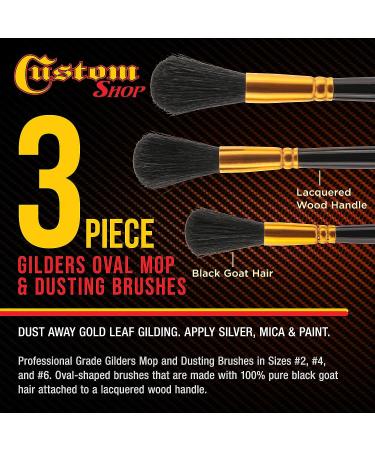 Custom Shop Gilders Mop Dusting Brush Set - Professional Grade Black Goat Hair Brushes - Set of 3 Sizes 2, 4 & 6 - Wooden Handles for Dusting Gold Leaf Guilding & Sign Lettering - Buy Online on SooperMarket.com