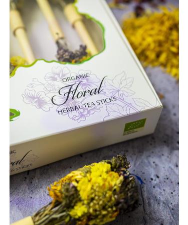 Organic Herbal Tea Sticks Floral - Leaf Handmade Bio Product Gift Set Natural Premium Quality - Buy Online on SooperMarket.com
