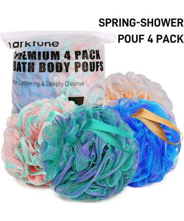 4 Pack XL Soft Nylon Loofah Bath Sponge for Exfoliating Shower Scrubber - Men and Women Beauty Bathing Accessory Set - Buy Online on SooperMarket.com