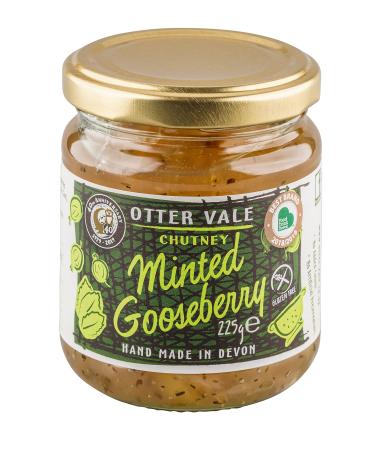 Otter Vale Minted Gooseberry Chutney gooseberry fruitiness with a hint of mint hand-made in Devon gluten-free 225 g glass jar