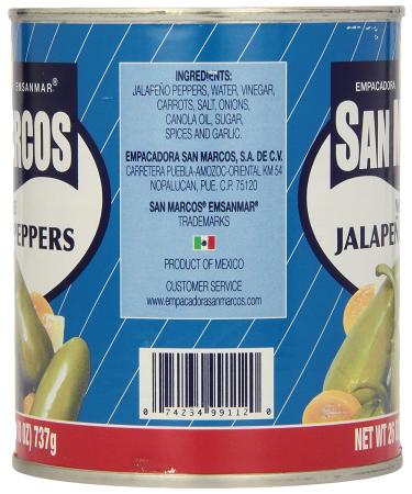 San Marcos Whole Jalapeno Peppers 26 oz - Spicy Mexican Peppers for Authentic Dishes - Buy Online on SooperMarket.com