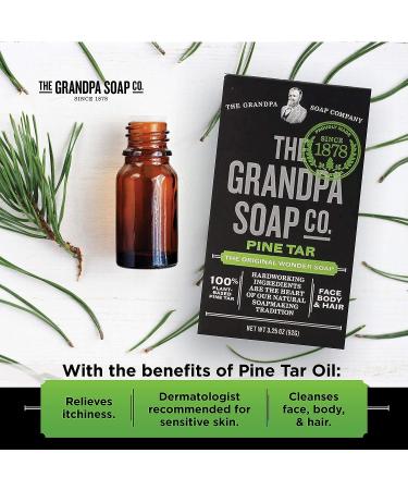 Pine Tar Bar Soap by The Grandpa Soap Company | Vegan 3-in-1 Wonder Soap for Cleansing, Deodorizing, and Moisturizing | 3.25 Oz - Buy Online on SooperMarket.com