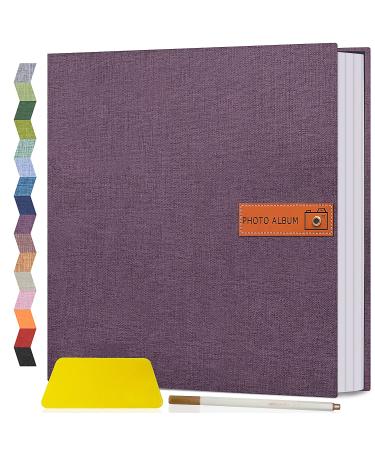 Popotop Large Photo Album Self Adhesive 4x6 5x7 8x10 Scrapbook Album DIY 40 Pages Picture Book,Gifts for Mom,Family Baby and Wedding,with Metal Pen and Plastic Board 11.5"x10.6"40pages Dark purple