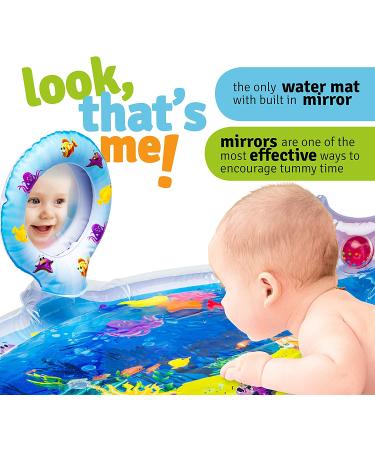 Splashin'kids Inflatable Tummy Time Water Mat with Mirror & Rattles for Infants & Toddlers - Fun Activity Center for Baby Stimulation & Growth - Buy Online on SooperMarket.com