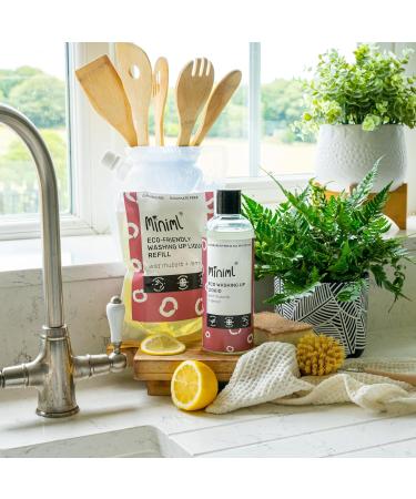 Miniml Eco Washing Up Liquid 500ml - Rhubarb Scented Non Bio & Skin Sensitive Friendly Dish Wash Cleaner that's Plant Based Vegan & Cruelty Free - Natural Cleaning Products (50 Washes) - Buy Online on SooperMarket.com