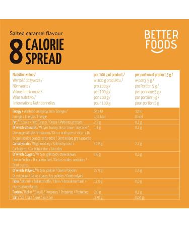 Better Foods 8 Calorie Spread Salted Caramel Flavor | Slimming Food & Low Calorie Diet | 300g - Buy Online on SooperMarket.com