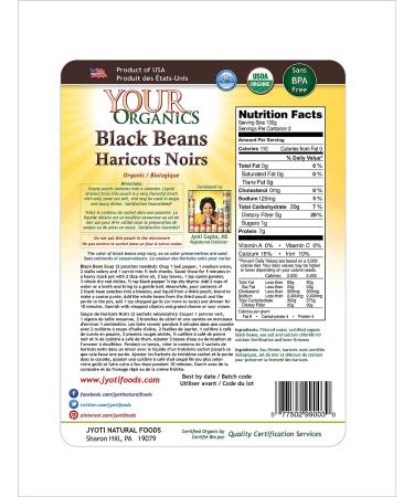 Your Organics Black Beans by Jyoti - 6 x 10 oz Pouches, All Natural, Gluten Free, Vegan, NON GMO, BPA Free, Product of USA - Buy Online on SooperMarket.com