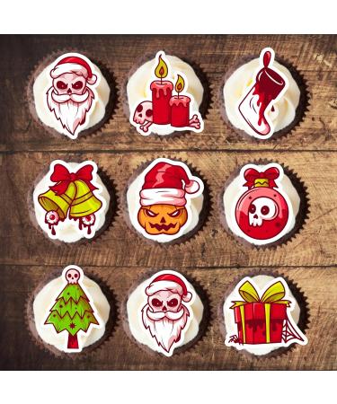 PRECUT Spooky Christmas Cupcake Toppers Edible Spooky Christmas Cake Decorations Spooky Christmas Decorations Spooky Christmas Cake Topper (12) - Buy Online on SooperMarket.com