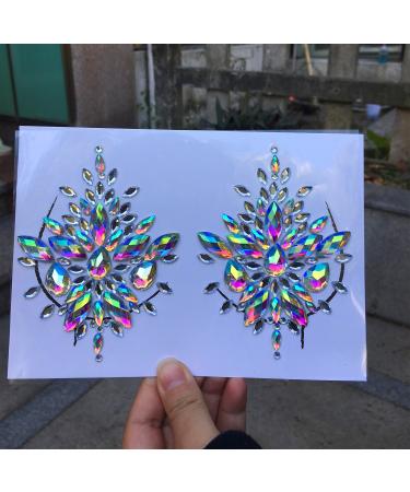 DaLin Rave Festival Rhinestone Face Body Jewelry Stick On Crystal Tattoo Chest Crystal Body Gem Stones Bindi Stickers (Body Jewel 1)