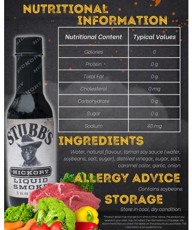 Stubbs Hickory Liquid Smoke for Cooking (148ml x 2) - Vegan Seasoning with Recipe Leaflet | Gluten-Free Liquid Smoke for Flavoring | Perfect for Vegetarians - Buy Online on SooperMarket.com
