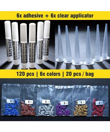 Zetpo 120 Pcs Glitter Soft Cat Claw Caps + Adhesive Glue & Applicator | 6 Different Random Colors | Pet Nail Covers for Paws Grooming - Buy Online on SooperMarket.com