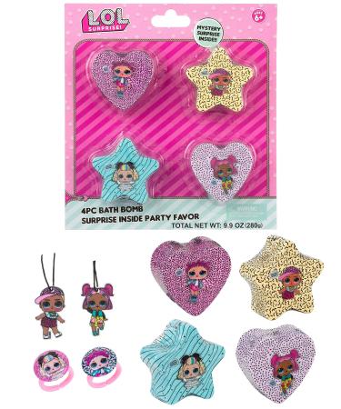 L.O.L. Surprise! Party Favors 4PC Children Bath Bomb Package - Non Toxic Bath Bombs for Kids Spa Gifts for Girls Kid Safe Bath Bombs for Girls LOL Bath Set Kids Bath Accessories Girls Gift Pack