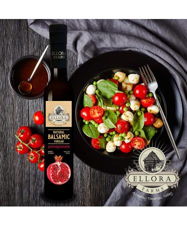 Ellora Farms Pomegranate Infused Aged Balsamic Vinegar 8.45oz - All Natural, No-Additives, Italian Glass Bottle - Buy Online on SooperMarket.com