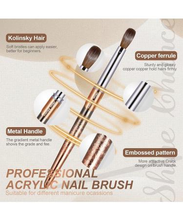 Shine Chance Size 12 Acrylic Nail Brush - 100% Real Kolinsky Art Brush for Acrylic Powder Application - Handmade Manicure Tool for DIY and Professional Use - Buy Online on SooperMarket.com