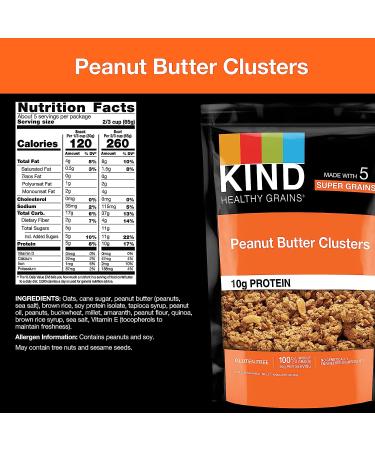KIND Peanut Butter Granola Clusters - 10g Protein, 6 Count | Gluten Free & Healthy Snacks - Buy Online on SooperMarket.com