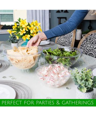 PLASTICPRO Disposable 150 Ounce Round Crystal Clear Plastic Serving Bowls - Pack of 2 | Party Salad & Chip Bowls - Snack & Candy Dish Container - Buy Online on SooperMarket.com
