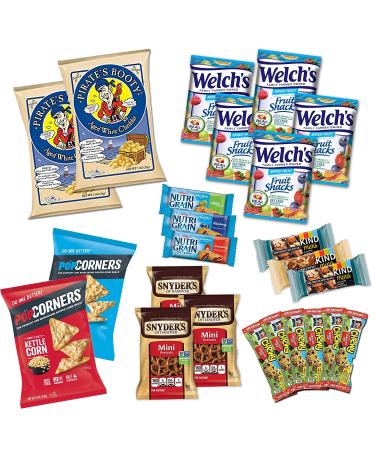 Healthy Snack Box Variety Pack (50 Count) - Gift Basket for College Students - Nutritious Bars, Chips, Candies - Birthday Treats for Adults, Kids, Teens - Perfect Care Package - Buy Online on SooperMarket.com