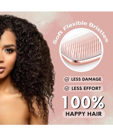 Lily England Curly Hair Brush for Pain-Free Detangling & Styling - Ideal for 3c to 4c Curly Hair - Flexible Bristles for Wet & Dry Hair - Rose Gold - Buy Online on SooperMarket.com