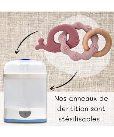 Ernestine Pink Whale Baby Bite Ring - BPA-Free Wood & Silicone | Montessori Teething Toy & Gift for Newborns - Buy Online on SooperMarket.com