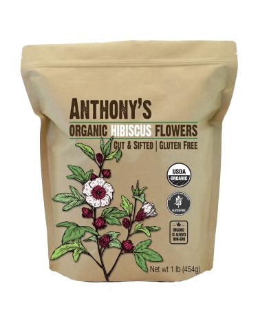 Anthony's Organic Hibiscus Flowers, 1 lb, Cut & Sifted, Gluten Free, Non GMO, Non Irradiated, Keto Friendly 1 Pound (Pack of 1)