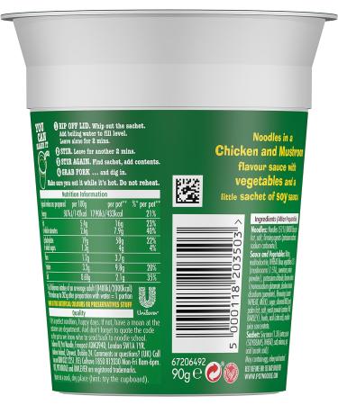 Pot Noodle Chicken & Mushroom vegetarian noodles Standard quick to make noodles 90 g - Buy Online on SooperMarket.com