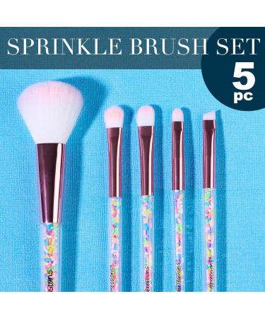 Expressions 5pc Sprinkle Confetti Makeup Brush Set - Pink Rainbow Handles Dense Bristles | Premium Makeup Brushes for Perfect Application - Buy Online on SooperMarket.com