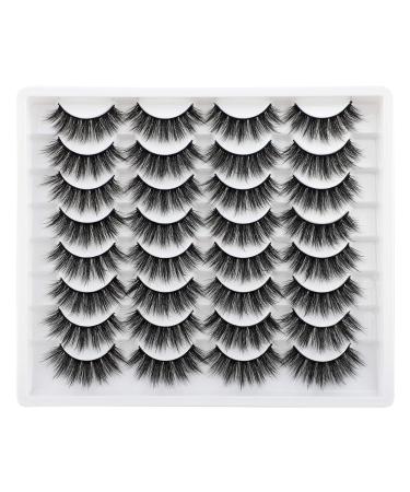 JIMIRE 16 Pairs False Eyelashes Fluffy Volume Natural Fake Lashes 3D Faux Mink Lashes Pack Round Volume