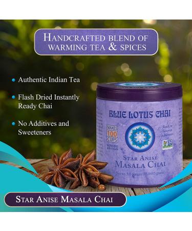 Blue Lotus Chai - Star Anise Masala Chai - Makes 100 Cups - 3 Ounce Masala Spiced Chai Powder with Organic Spices - Instant Indian Tea No Steeping - No Gluten 3 Ounce (Pack of 1) - Buy Online on SooperMarket.com