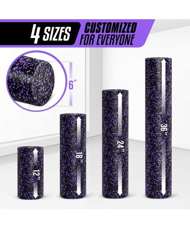 YES4All High-Density Foam Roller - 30/45/60/90 cm for Muscle Relief Yoga & Self-Massage - Purple Speckled - Buy Online on SooperMarket.com