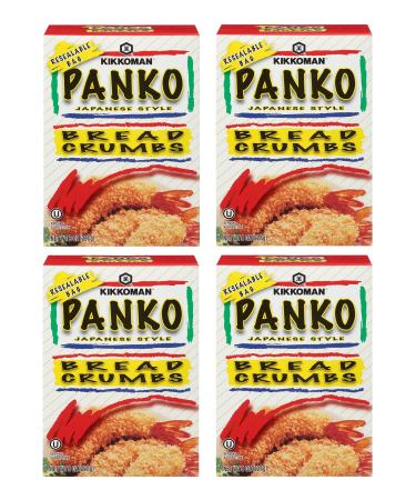 Kikkoman Panko Japanese Style Bread Crumbs 8 Oz - 4 pack W/ F.O.Y Brand Sealing Clip 1