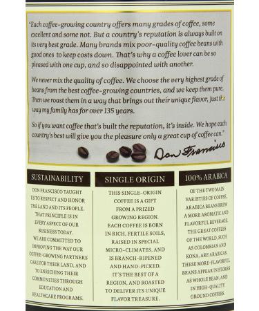 Don Francisco's Colombia Supremo Medium Roast Ground Coffee 12 oz Can - 100% Colombia Supremo - 12 Ounce - Buy Online on SooperMarket.com