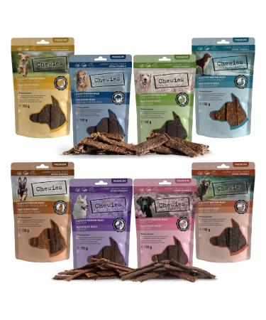 Chewies meat stripes maxi dog losing mix package made of 100% meat-air-dried streaks for dogs-natural sugar-free & grain-free d rr meat (8 x 150g) Mix package 150 g (8 Pack)