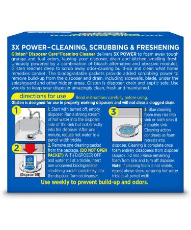 Glisten Garbage Disposal Cleaner and Odor Eliminator with Foaming Action Removes Buildup and Cleans Lemon Scent 4 Uses - Buy Online on SooperMarket.com