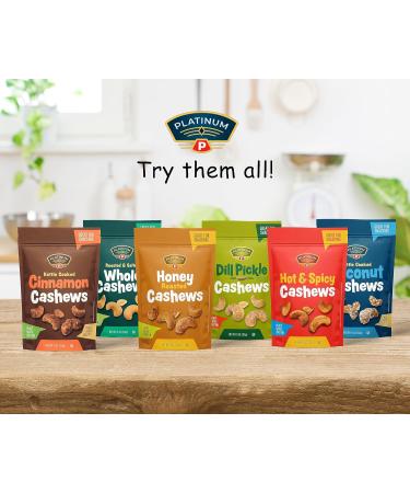 Platinum Kettle Cooked Coconut Cashews - Plant-Based Protein Snack | Healthy Fiber | 13 oz Resealable Pouch for Home Office Gym & School - Ship Internationally - Buy Online on SooperMarket.com