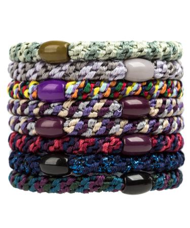 AXEN 8PCS Elasitc Hair Tie for Women Girls Cotton Bands Soft Woven Ponytail Holders for Thick Hair and Curly Hair Mixed Colors 2