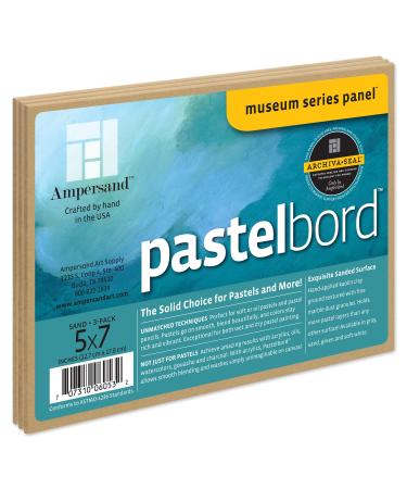 Ampersand Art Supply Pastel Painting Panel: Museum Series Pastelbord Sand-1/8 Inch Depth 5x7 Pack of 3