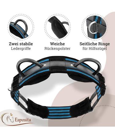 Esposita Riding Strap with Leather Handles | Versatile Lunging & Vaulting Belt | Blue-Black Wooden Horse Accessory - Buy Online on SooperMarket.com