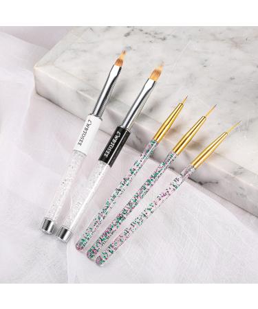 5PCS Nail Ombre Brush Set | Gradient Color Rhinestone Crystal Nail Art Painting Pen | Manicure Tools in Gold - Buy Online on SooperMarket.com