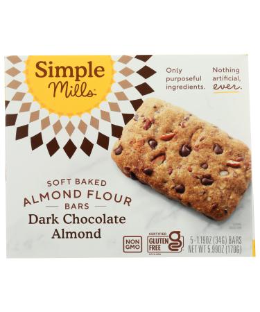 Simple Mills, Bar Dark Chocolate Almond Soft Baked, 6 Ounce