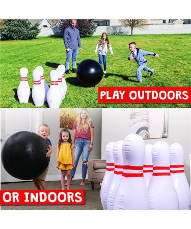 Island Genius Giant Inflatable Bowling Game Set for Kids - Indoor/Outdoor Jumbo Ball and Pins, Perfect for Birthday Parties and Lawn Games - Buy Online on SooperMarket.com
