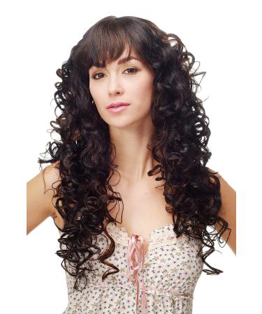 WIG ME UP - Women's wig long & voluminous curls straight top black reddish brown highlights FS1010-C-1BH30