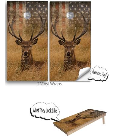 Cornhole Board Vinyl Wrap Decals (Set of 2) Patriotic Bean Bag Toss Wrap Stickers (Deer) - Buy Online on SooperMarket.com