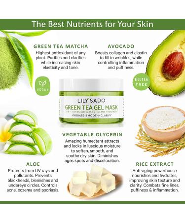 LILY SADO MATCHA MADE IN HEAVEN Green Tea Gel Overnight Face Mask - 4 oz - Clears Pores, Acne, Reduces Pore Size - Gentle for All Skin Types - Buy Online on SooperMarket.com