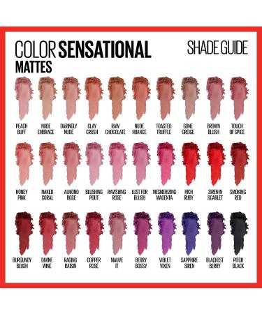 Maybelline Color Sensational Matte Lipstick Hydrating Lip Color in Lust for Blush - Nude Pink Red Plum (Pack of 1) - Buy Online on SooperMarket.com