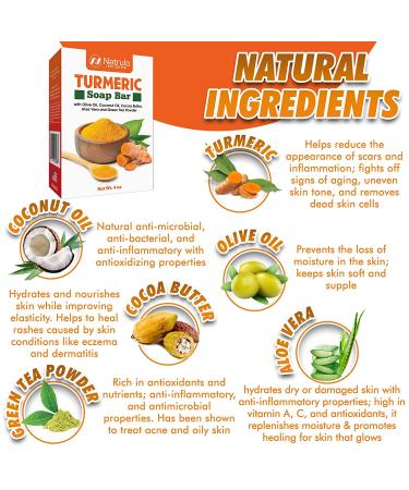 Turmeric Soap Bar for Face & Body - Natural Skin Brightening & Even Tone Formula - Fade Scars, Sun Damage & Age Spots - 4 Oz Bar Soap for All Skin Types - Made in USA - Buy Online on SooperMarket.com