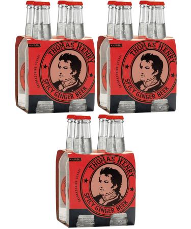 Thomas Henry Spicy Ginger Beer - surprisingly sharp - (3 x 4 x 0.2 l glass MW) 3 Set gingerlimonade for mixing your long drinks and cocktails like Moscow Mule with Vodka & Co.